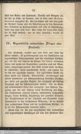 IV. Vegetabilisch-animalischer Dünger oder Stallmist