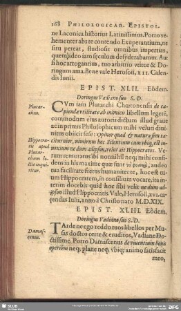 Epist. XLIII. Eodem. Dorigus Vadiano suo S.D. : [Herosoiae, tertio idus Novembris, Anno à Christo nato M.D.XXI]
