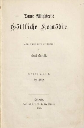 Dante Allighieri's Göttliche Komödie, 1. Die Hölle