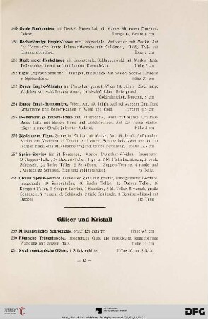 Gläser und Kristall (Nr. 259-289)
