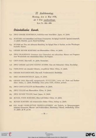 II. Auktionstag: Montag, den 4. Mai 1936, ab 3 Uhr nachmittags (Nr. 852-988)