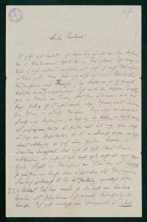 Brief vom 29. Juli 1876