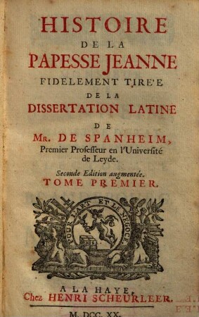 Histoire De La Papesse Jeanne. 1