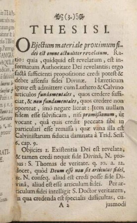 Thesis I. Objectum materiale proximum fidei et omne actualiter revelatum.