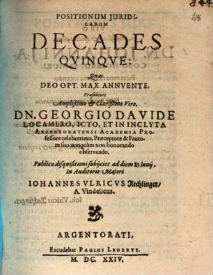 Positionum iuridicarum decades quinque