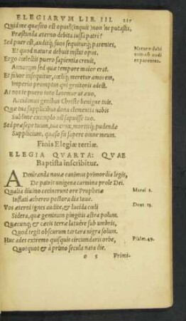 Elegia Quarta: Quae Baptista inscribitur.