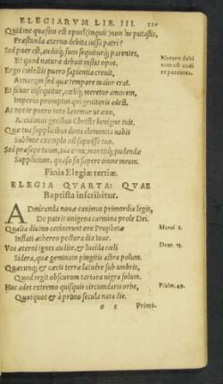Elegia Quarta: Quae Baptista inscribitur.