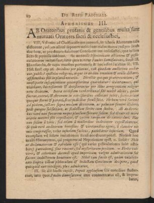 Aphorismus III. Ab Oratoribus profanis & gentilibus multa sunt mutuati Oratores sacri & ecclesiastici