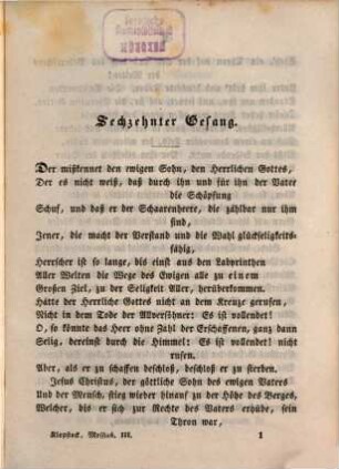 Klopstocks sämmtliche Werke, 3. Der Messias ; 3