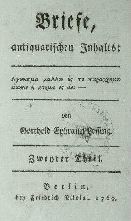 Briefe antiquarischen Inhalts, 2. Theil, Titelblatt