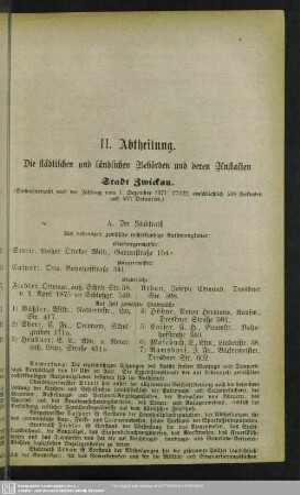 II. - IV. Abtheilung. Behördenverzeichnis