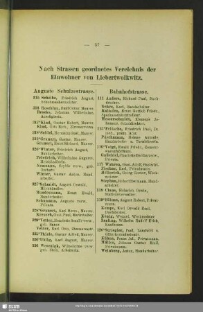 Häuserbuch : Nach Strassen geordnetes Verzeichnis der Einwohner von Liebertwolkwitz