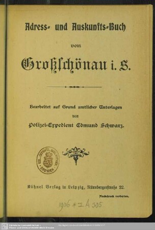 1905: Adress- und Auskunfts-Buch von Großschönau i. S