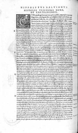 Historia Trigesima Nona. De Cartilagineis