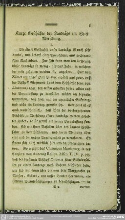 Kurze Geschichte der Landtäge im Stift Merseburg