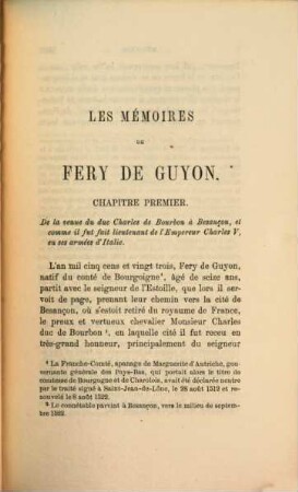 Mémoires de Fery de Guyon, ecuyer, bailly général d'Anchin et de Pesquencourt