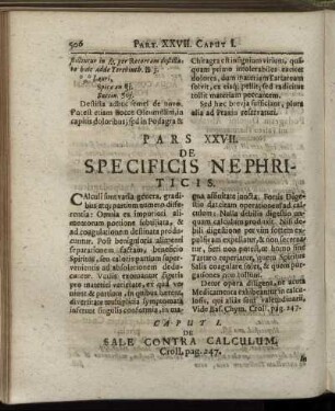 Pars XXVII. De Specificis Nephriticis.