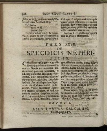 Pars XXVII. De Specificis Nephriticis.
