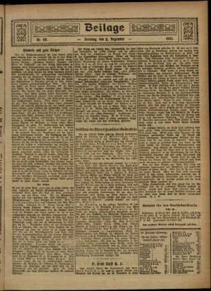 Zweite Ausgabe vom Sonntag, den 11. Dezember 1921.