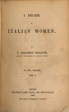 A decade of Italian women : in two volumes. 1