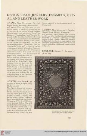 Designers of jewelry, enamels, metal and leather work