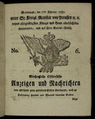 No. 6. Montags, den 7ten Februar 1780.