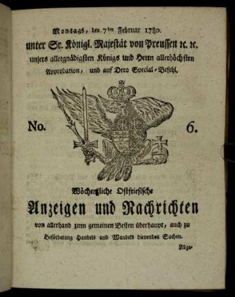 No. 6. Montags, den 7ten Februar 1780.