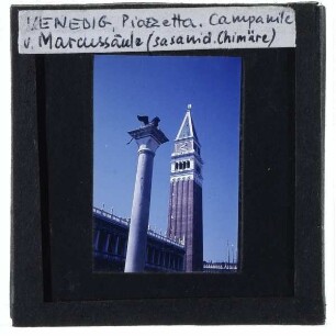 Venedig, Markusturm,Venedig, Markusplatz / Piazza S. Marco,Venedig, Säulen auf dem Markusplatz,Venedig, Biblioteca Nazionale Marciana