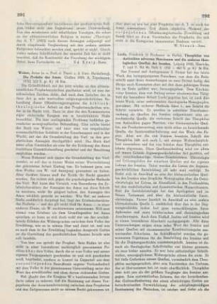 292-293 [Rezension] Loofs, Friedrich, Theophilus von Antiochien adversus Marcionem und die anderen theologischen Quellen bei Irenaeus