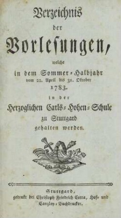 Vorlesungsverzeichnis 1783