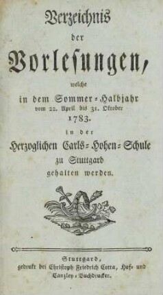 Vorlesungsverzeichnis 1783