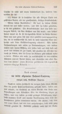 153-169 Noch einmal die dritte allgemeine Pastoral-Conferenz evangel.-luth. Geistlicher Bayerns
