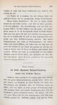 153-169 Noch einmal die dritte allgemeine Pastoral-Conferenz evangel.-luth. Geistlicher Bayerns