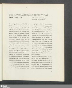 Die internationale Bedeutung der Pressa