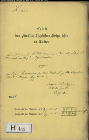 Heinemann, Kaufmann in Detmold gegen Siekmeier Nr. 10 in Mossenberg