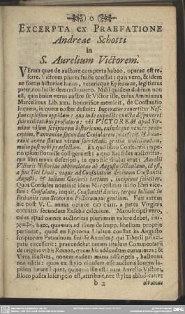 Excerpta ex Praefatione Andreae Schotti in S. Aurelium Victorem