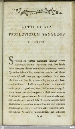 Aitiologia Profluviorum Sanguinis Uterini