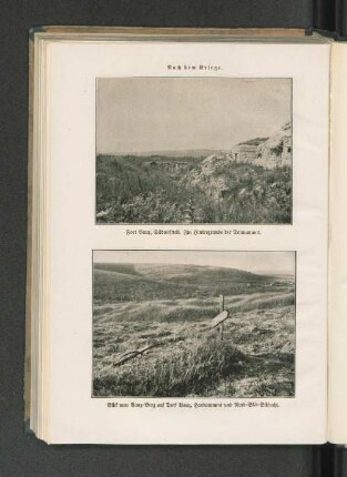 Nach dem Kriege. Fort Vaux, Südwestteil. Im Hintergrunde der Douaumont. Blick vom Vaux=Berg auf Dorf Vaux, Hardaumont und Nord=Süd=Schlucht.