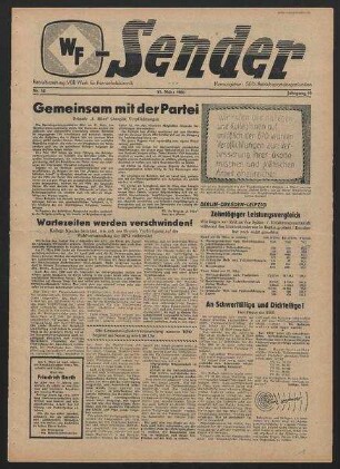 Betriebszeitung 'WF-Sender', Nr.12/1960 (25. März 1960)