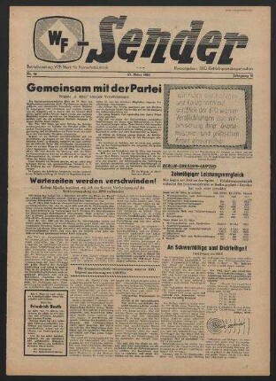 Betriebszeitung 'WF-Sender', Nr.12/1960 (25. März 1960)