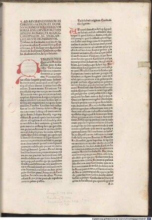 De cardinalium excellentia et dignitate ac de officio vicecancellarii : gewidmet Kardinal Rodrigo Borgia