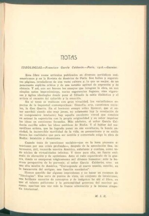 Ideologías, Francisco García Calderón, París, 1918, Garnier