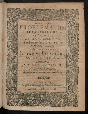 2,7/10: Problematum Theologicorum, Ex Decalogo, Decadis ...