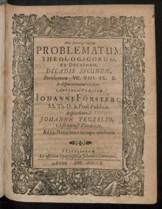 2,7/10: Problematum Theologicorum, Ex Decalogo, Decadis ...