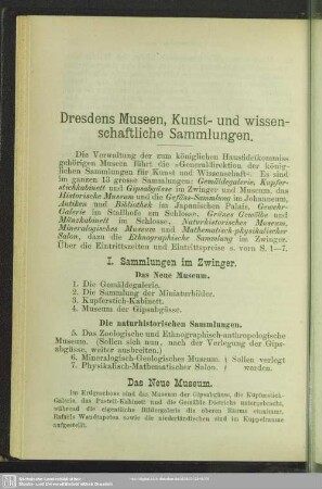 Dresdens Museen, Kunst- und wissenschafltiche Sammlungen