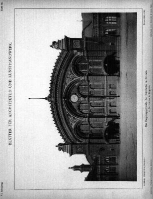 Tafel 56: Das Empfangsgebäude des Bahnhofes in Bremen. 2. Der Mittelbau der Hauptseite