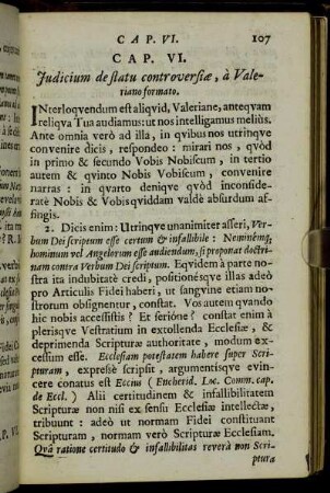 Cap. VI. Judicium de statu controversiæ, a Valeriano formato.