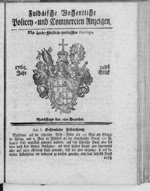 34tes Stück, Ausgabe vom 7. December 1765
