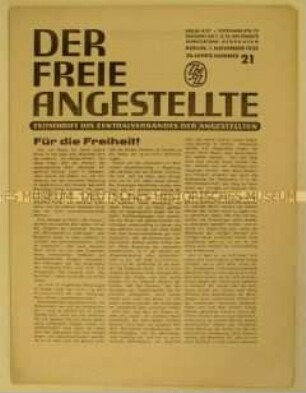 Mitteilungsblatt des Zentralverbandes der Angestellten u.a. zur Politik der Papen-Regierung