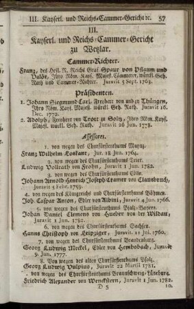 III. Kayserl. und Reichs-Cammer-Gericht zu Wetzlar.